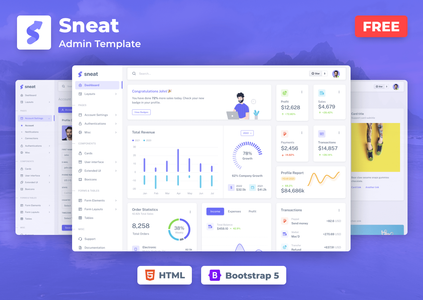 Sneat - Bootstrap 5 HTML Admin Template Demo Screenshot