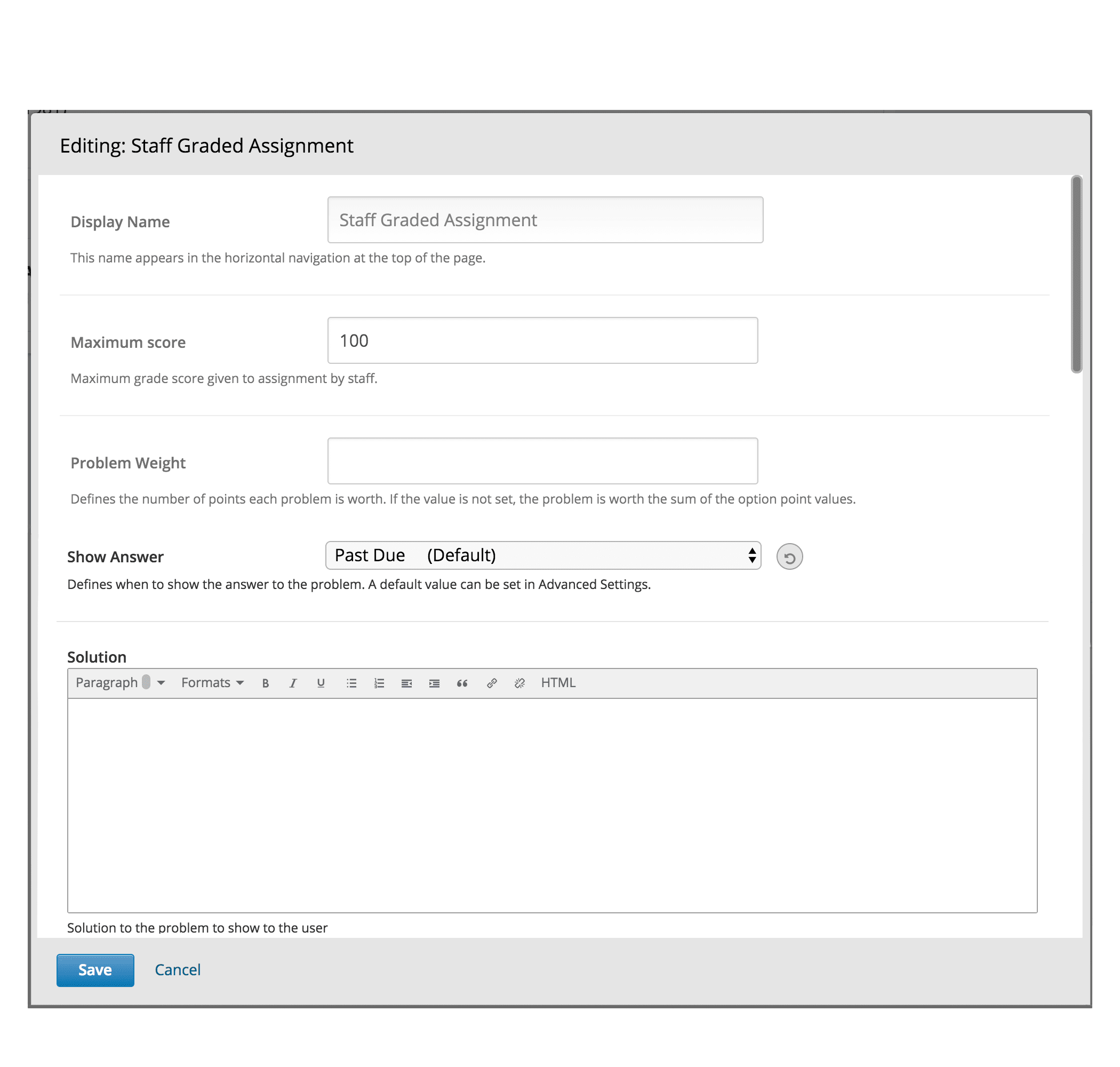 sga settings