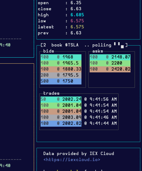 rainbow colored order book for $tsla, showing activepolling