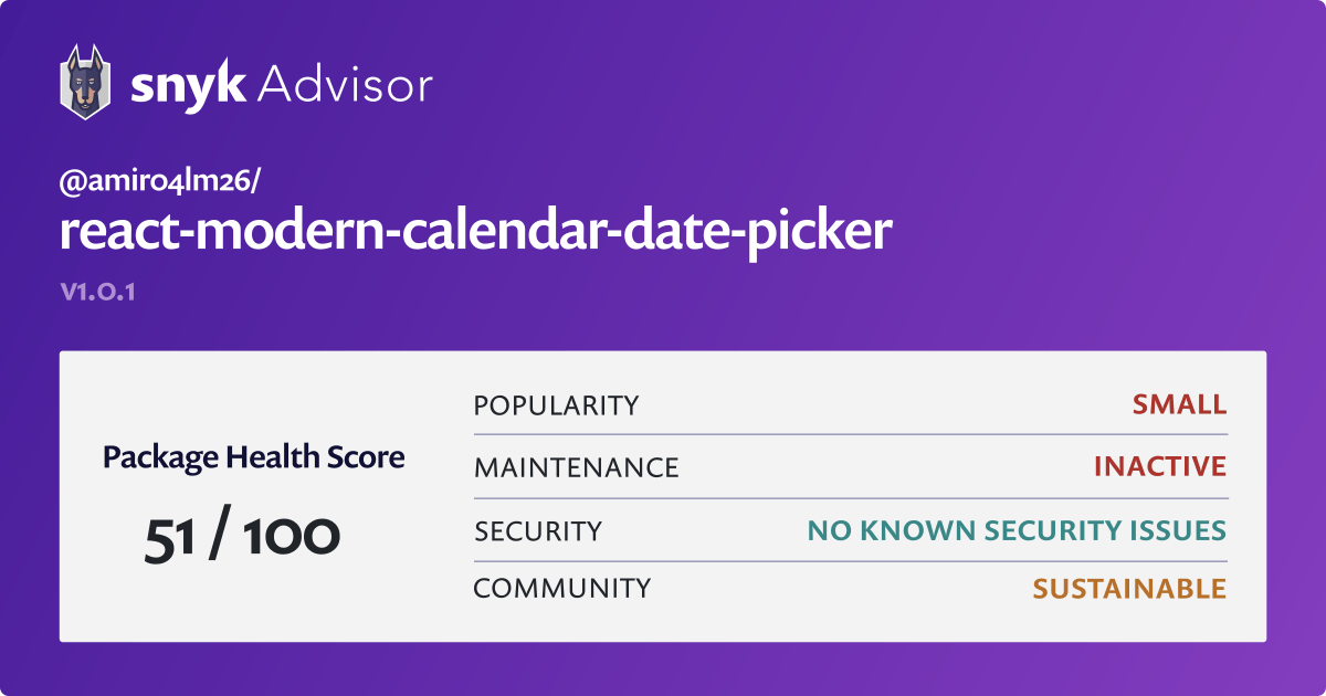  amir04lm26 react modern calendar date picker Npm Package Snyk