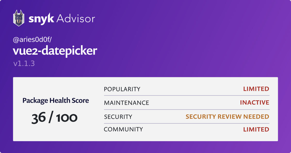  aries0d0f vue2 datepicker Npm Package Snyk