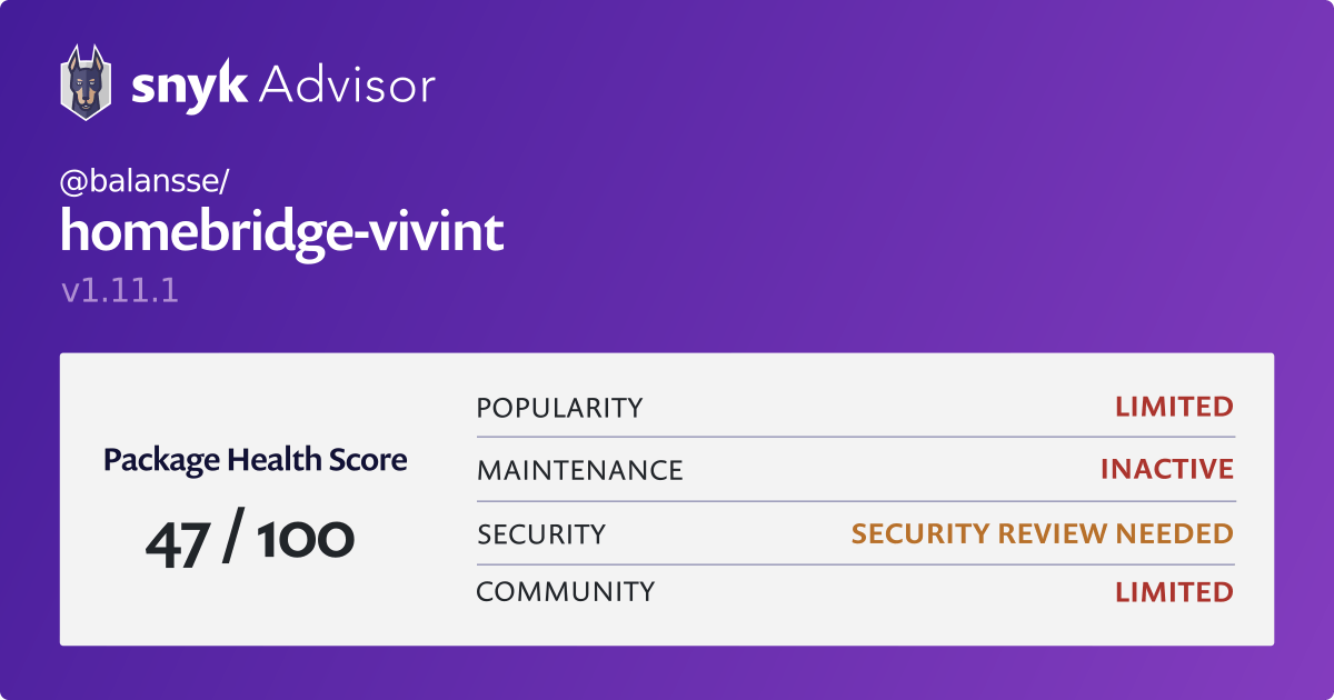 balansse/homebridge-vivint - npm package | Snyk