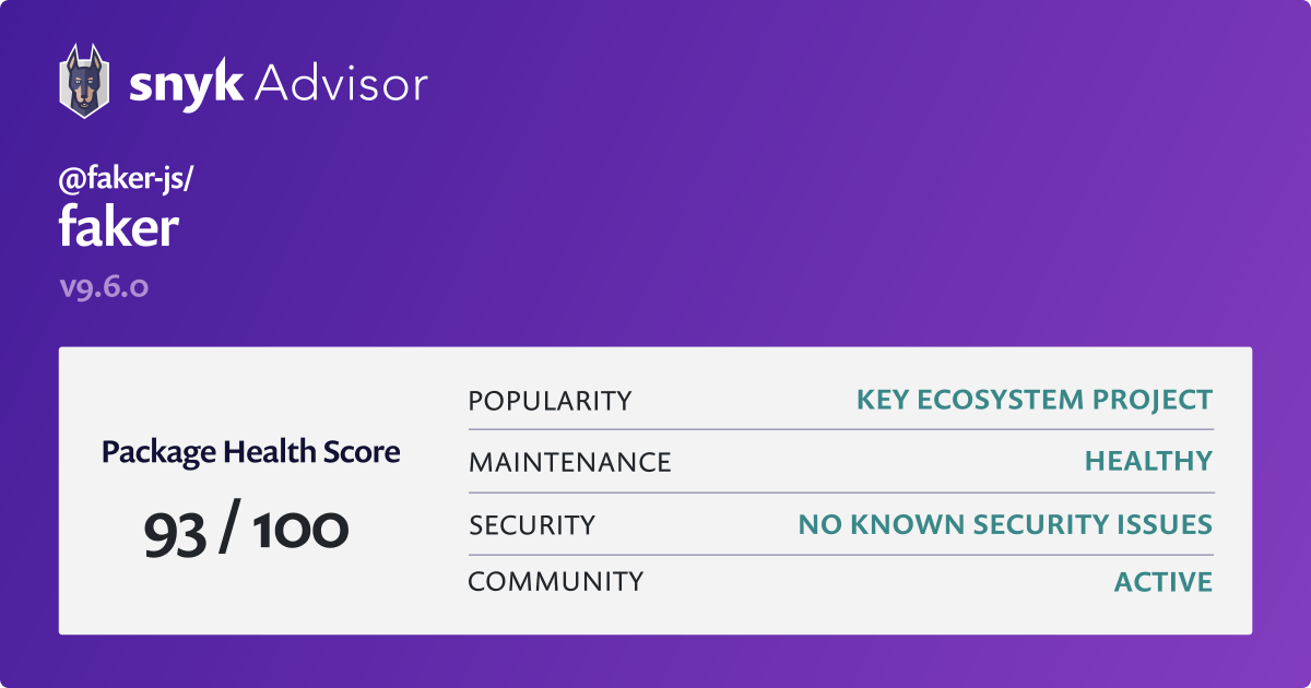 faker-js/faker - npm Package Health Analysis