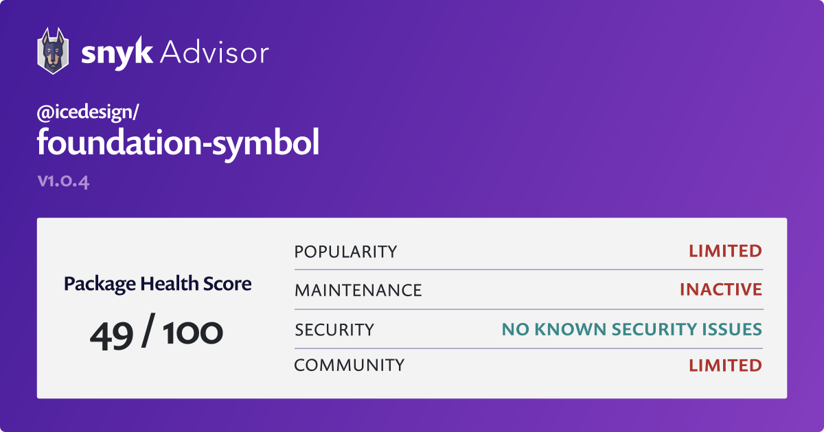 icedesign/foundationsymbol npm package Snyk