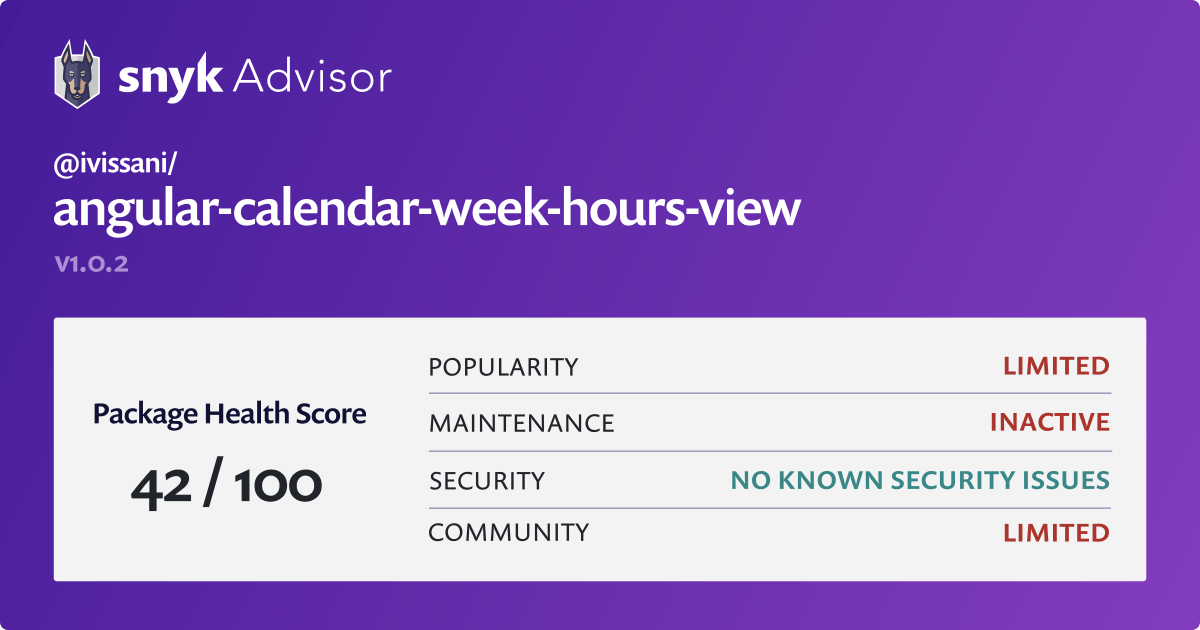 ivissani/angularcalendarweekhoursview npm package Snyk