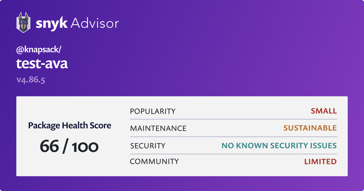 knapsack/testava npm Package Health Analysis Snyk