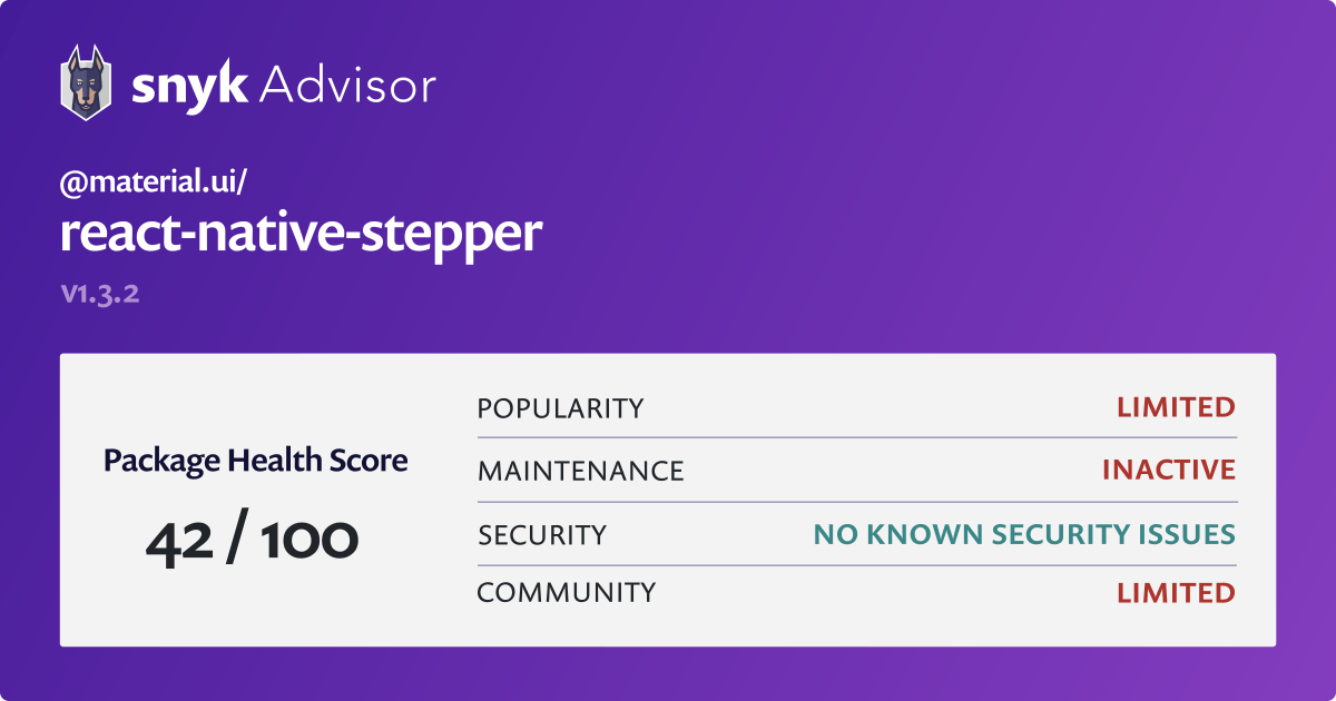  material ui react native stepper Npm Package Snyk