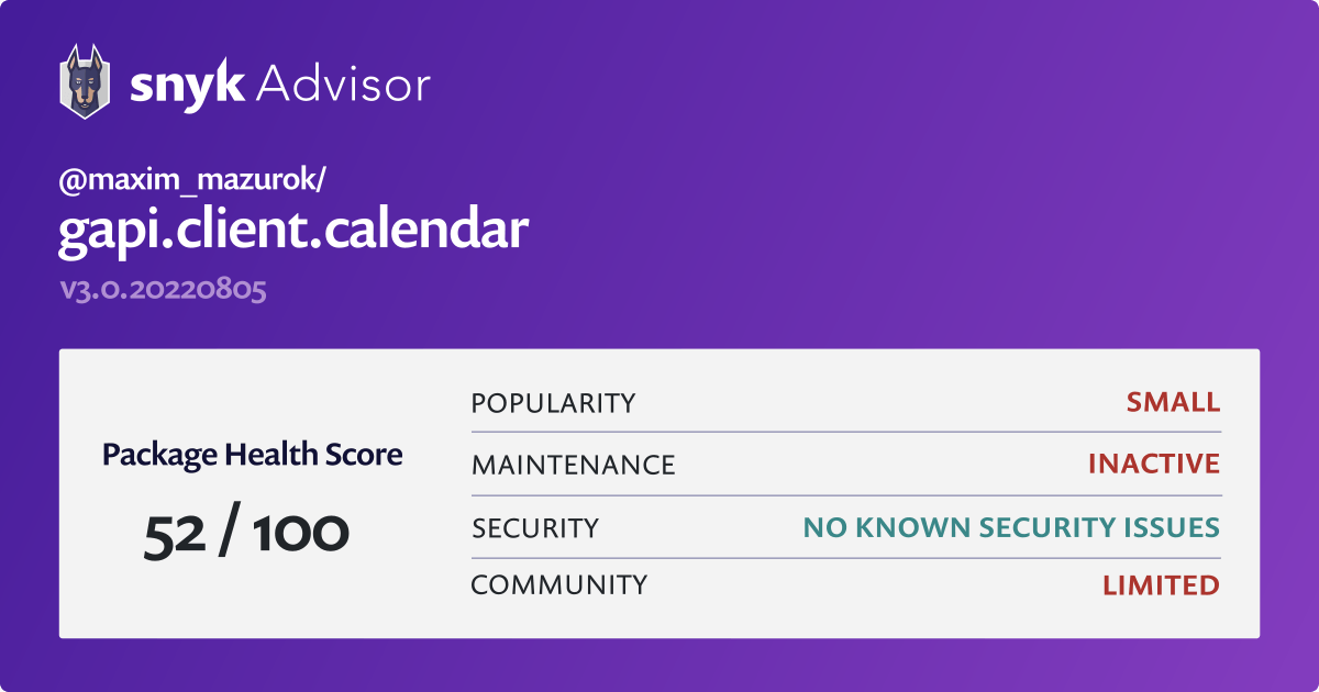 maxim_mazurok/gapi.client.calendar npm package Snyk
