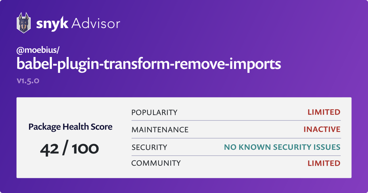 moebius/babelplugintransformremoveimports npm package Snyk
