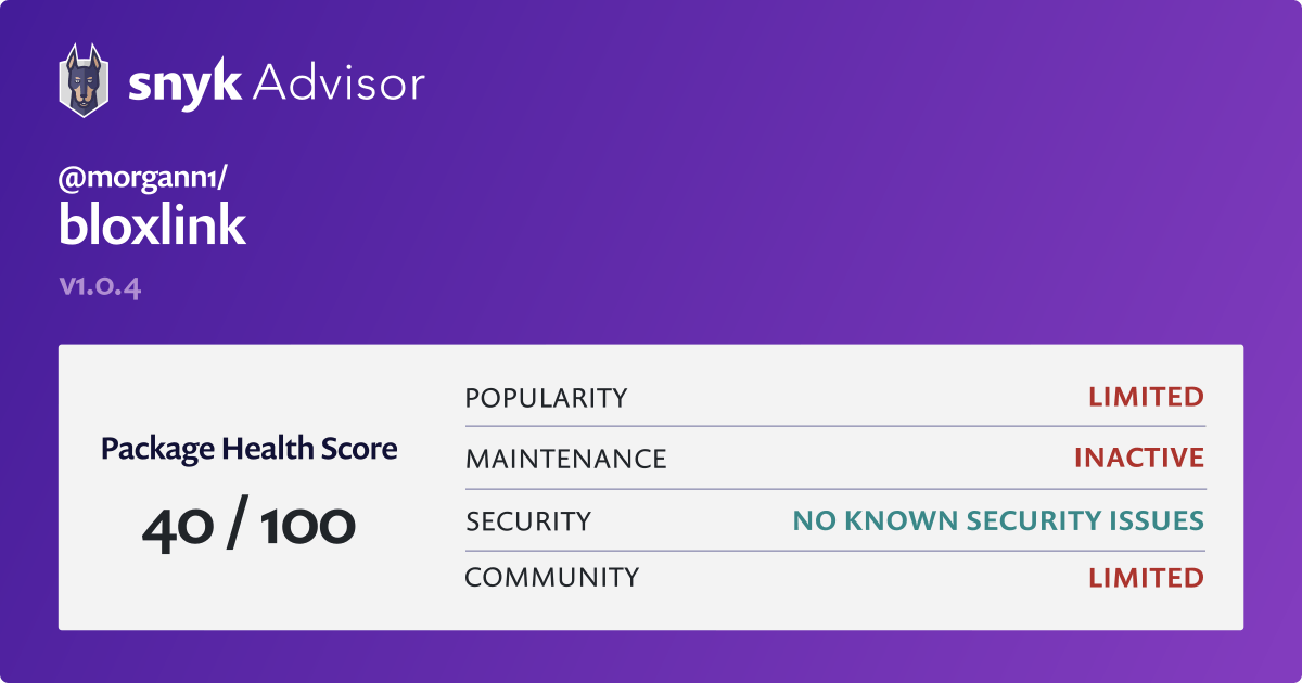 morgann1/bloxlink - npm Package Health Analysis