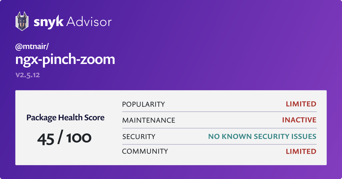  mtnair ngx pinch zoom Npm Package Health Analysis Snyk