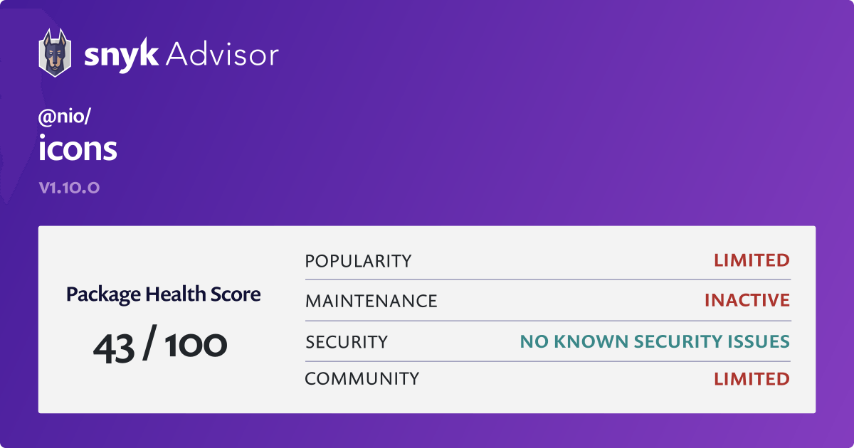@nio/icons - npm Package Health Analysis | Snyk
