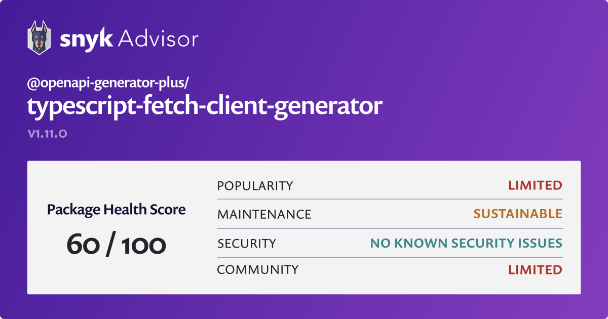 openapi-generator-plus-typescript-fetch-client-generator-npm-package-snyk