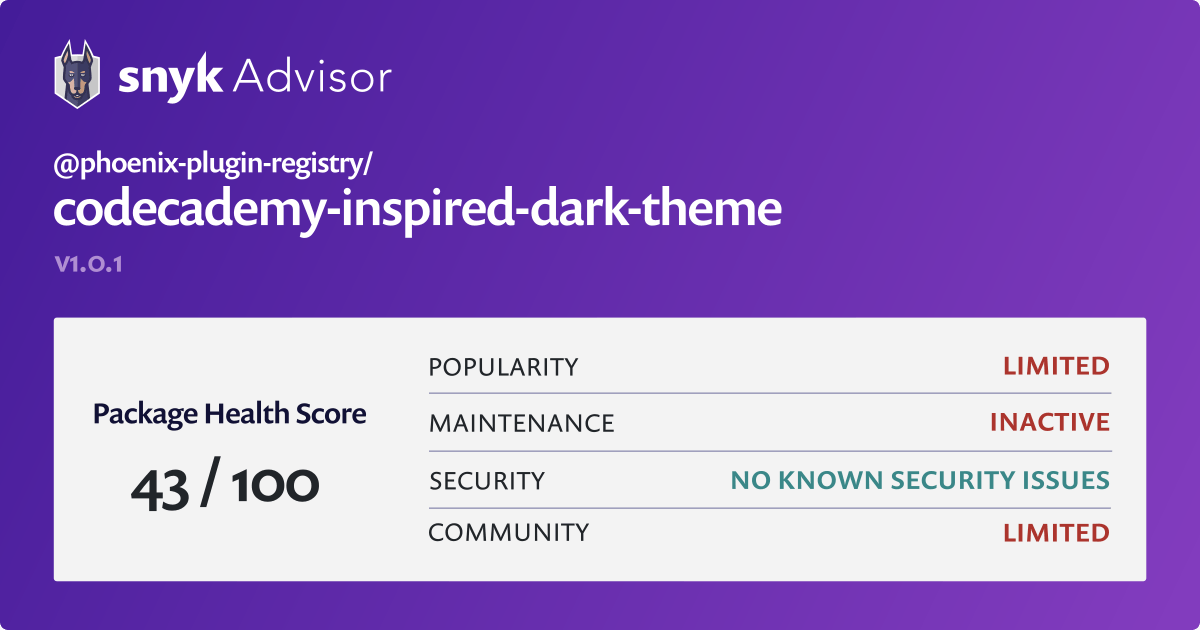 phoenixpluginregistry/codecademyinspireddarktheme npm package