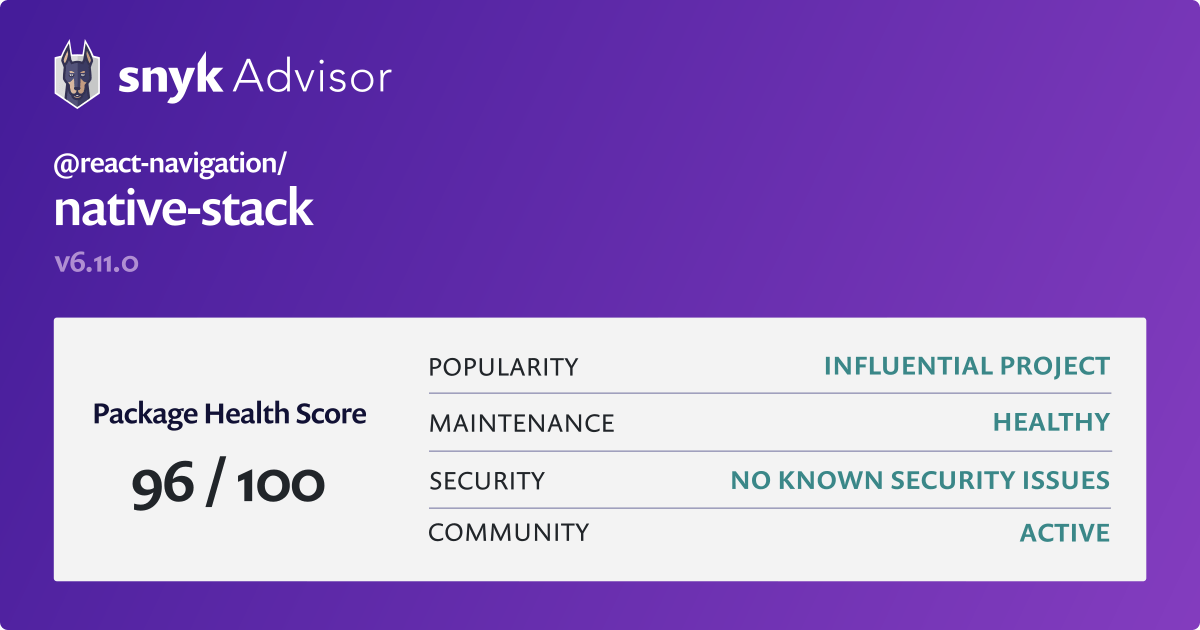 react-navigation-native-stack-npm-package-snyk