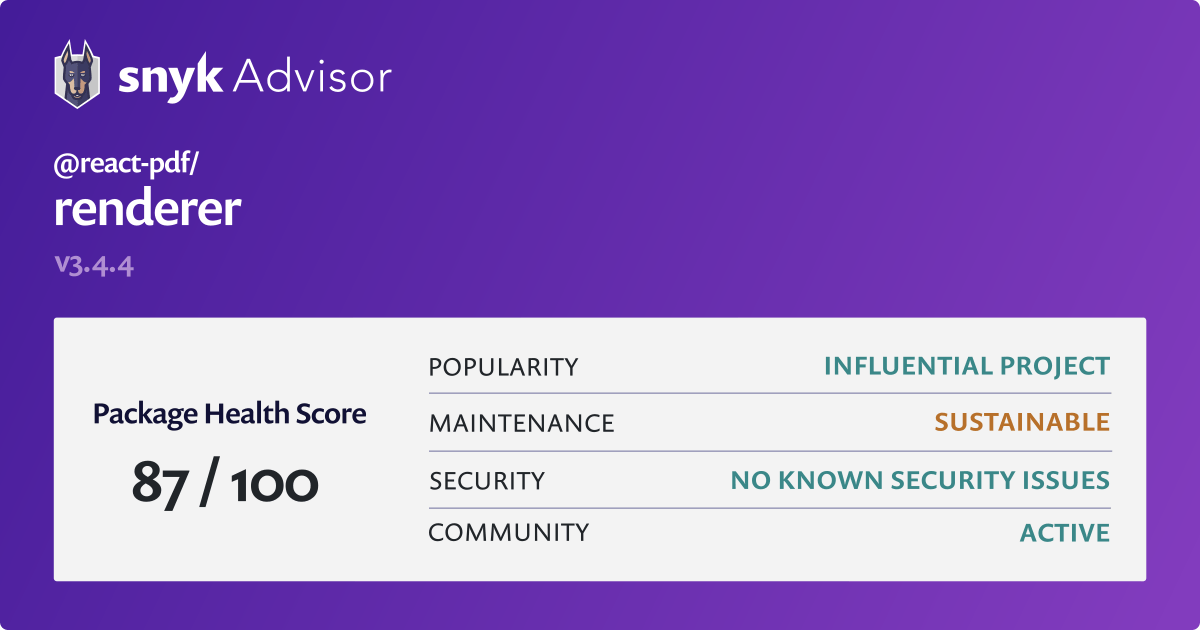 react-pdf-renderer-npm-package-health-analysis-snyk