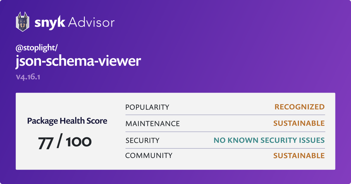 stoplight/jsonschemaviewer npm package Snyk