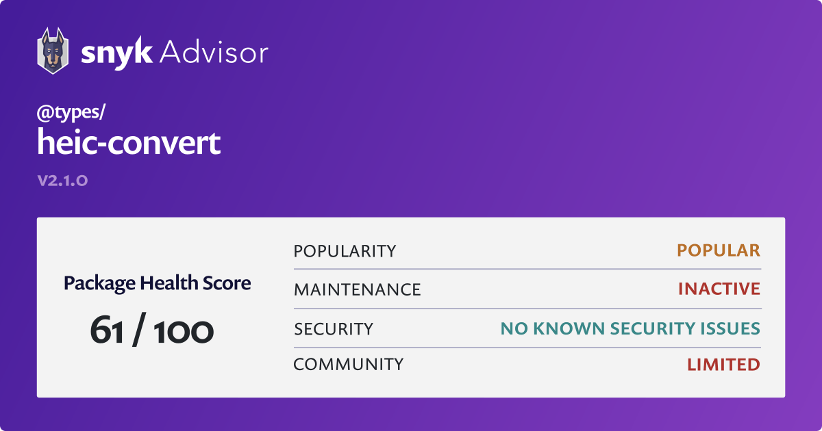 types/heicconvert npm Package Health Analysis Snyk