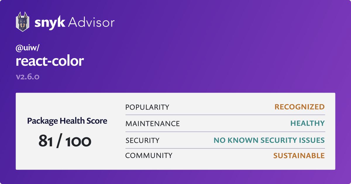 Uiw React Color Npm Package Health Analysis Snyk Uiw React Color Npm Package Health Analysis Snyk