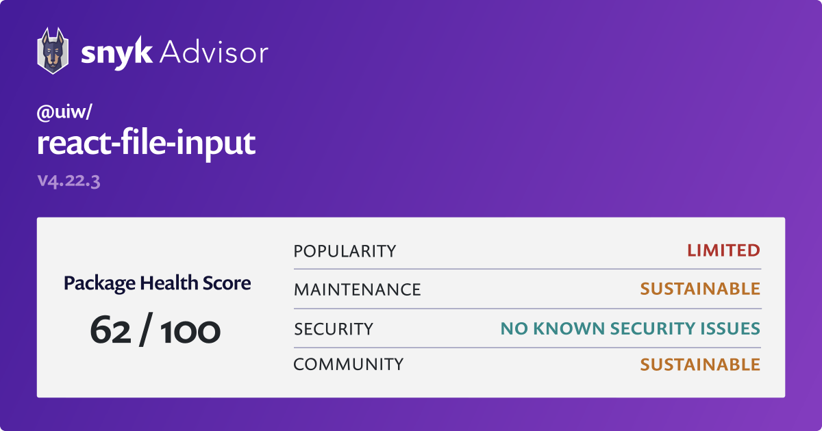 uiw-react-file-input-npm-package-health-analysis-snyk