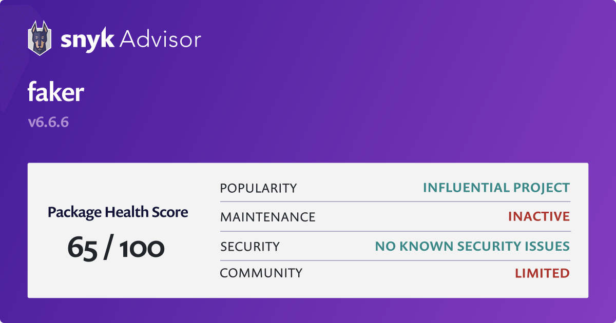 faker-js/faker - npm Package Health Analysis