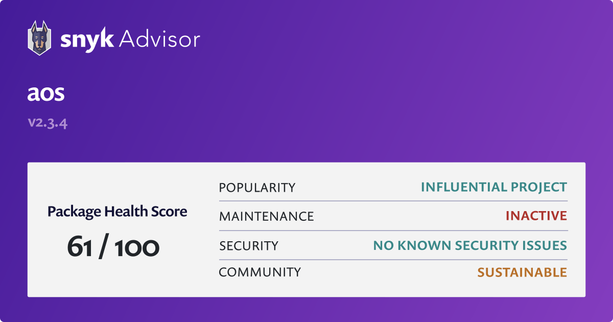 aos - npm Package Health Analysis | Snyk aos - npm Package Health Analysis | Snyk