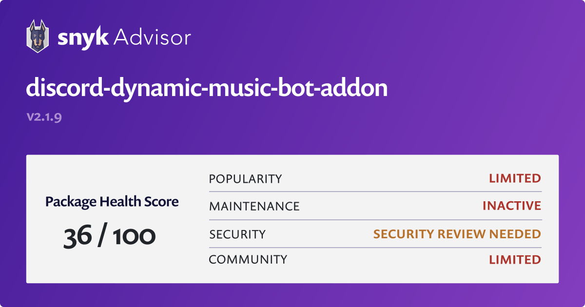 Discord Dynamic Music Bot Addon Npm Package Snyk