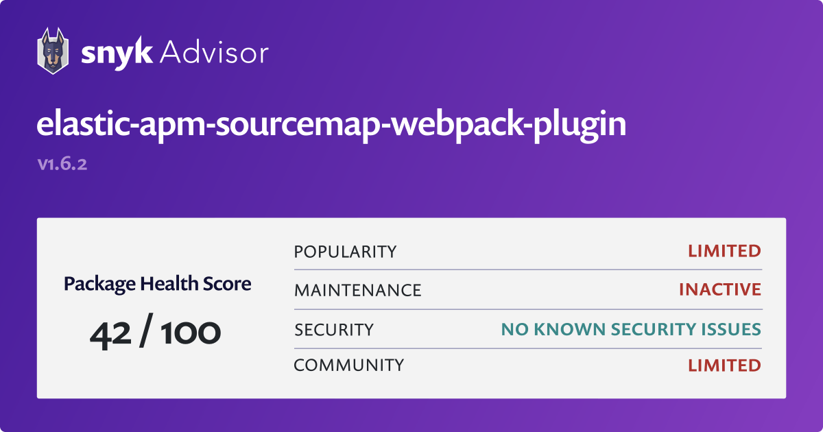 elastic apm sourcemap webpack plugin npm package Snyk