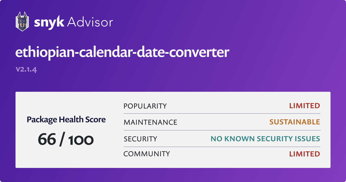 ethiopiancalendardateconverter npm package Snyk