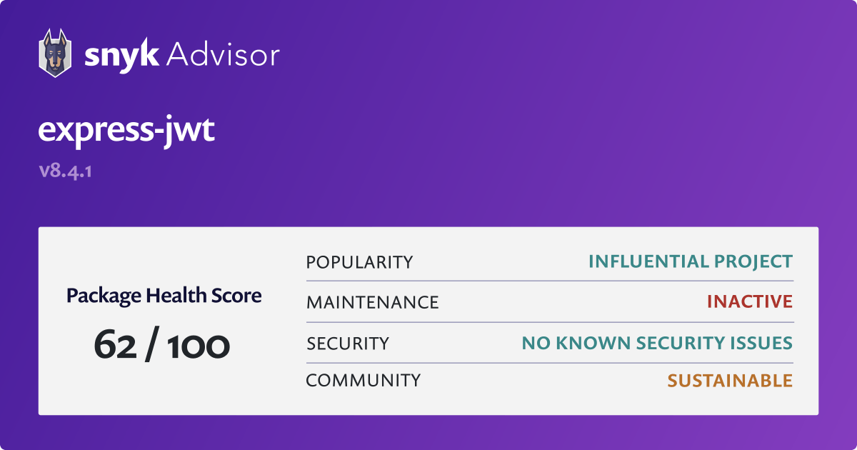 express-jwt - npm Package Health Analysis | Snyk