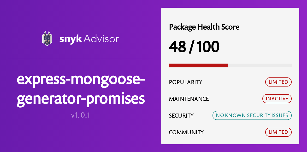 express-mongoose-generator-promises-npm-package-snyk