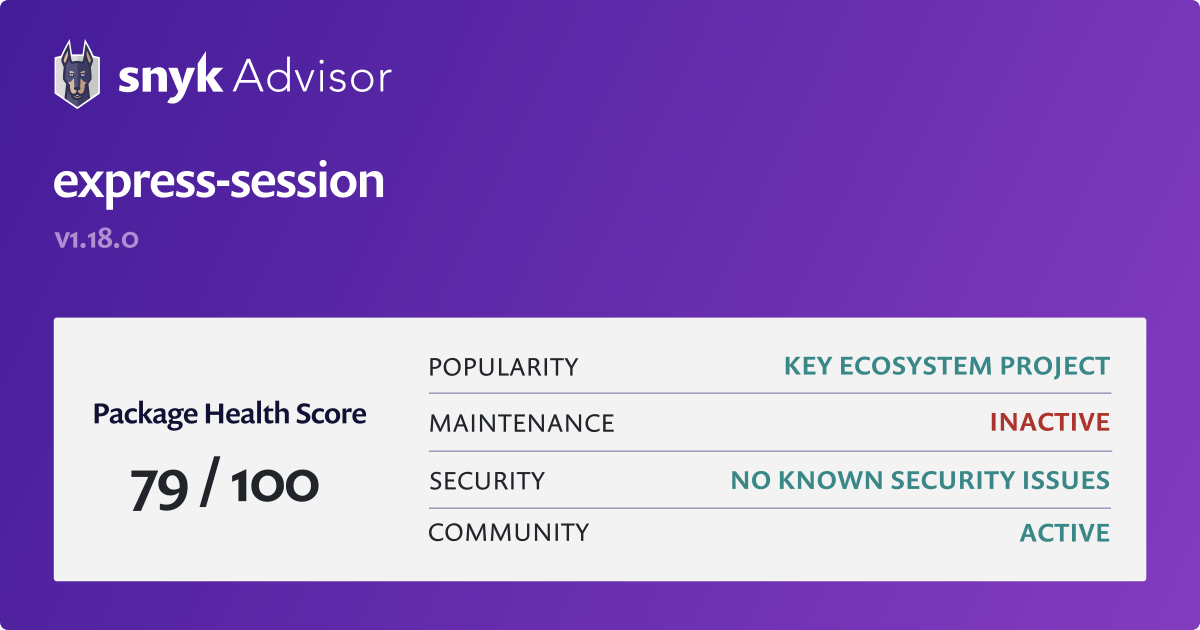 express-session - npm Package Health Analysis | Snyk