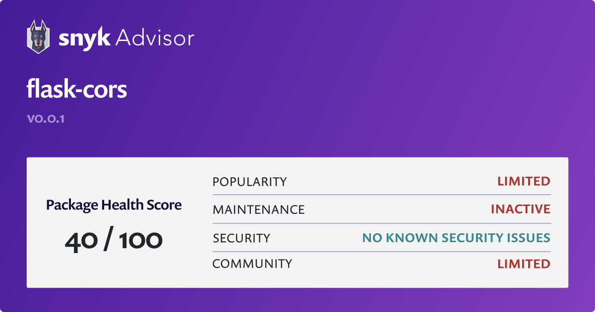 flaskcors npm Package Health Analysis Snyk
