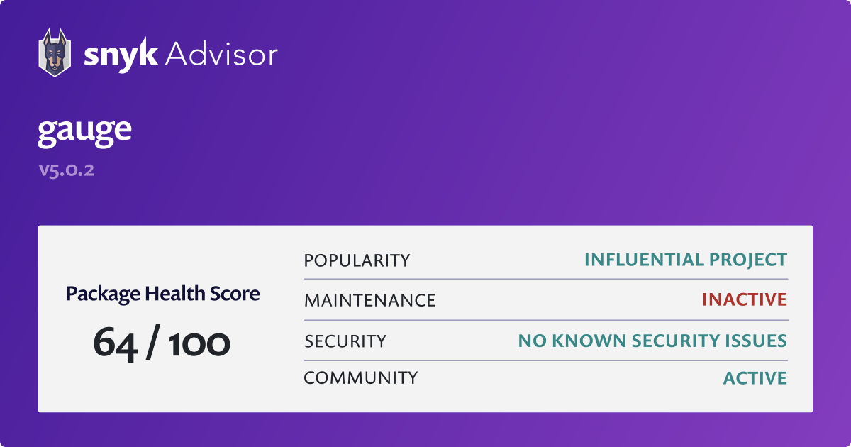 gauge - npm Package Health Analysis