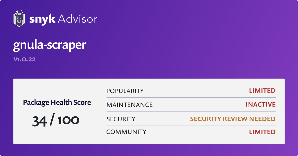 gnula-scraper - npm Package Health Analysis | Snyk