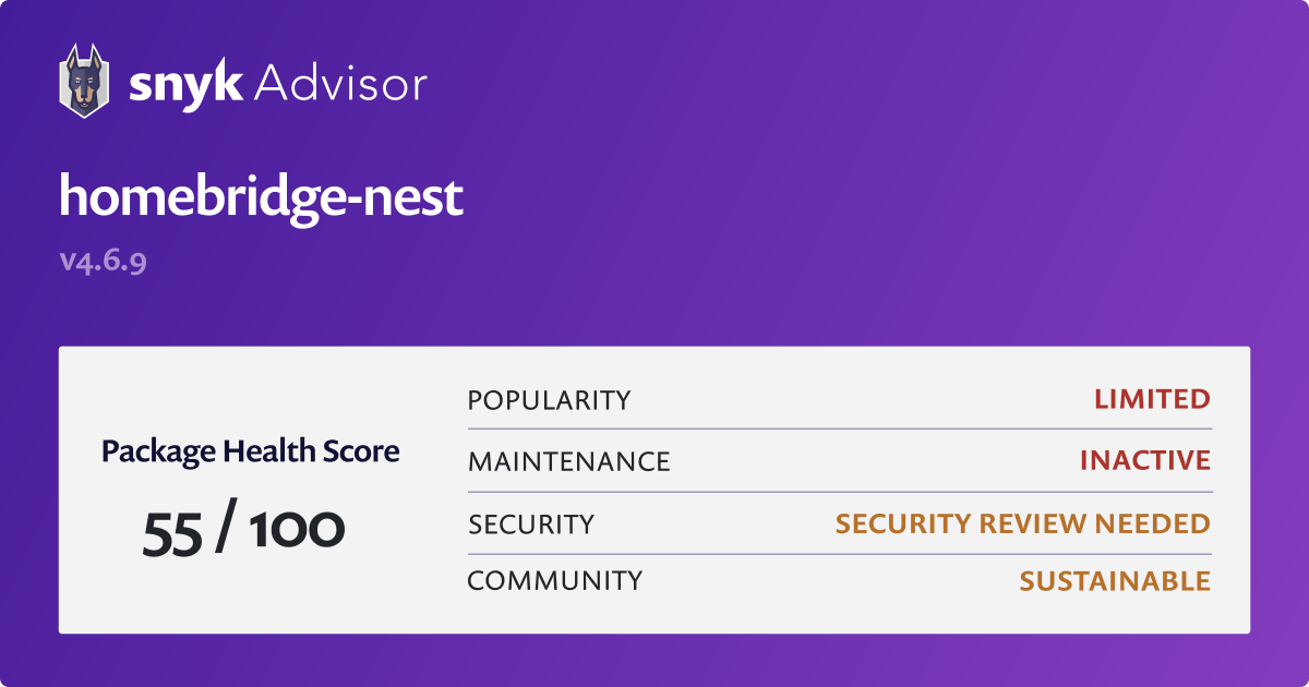 homebridge-nest - npm Package Health Analysis | Snyk