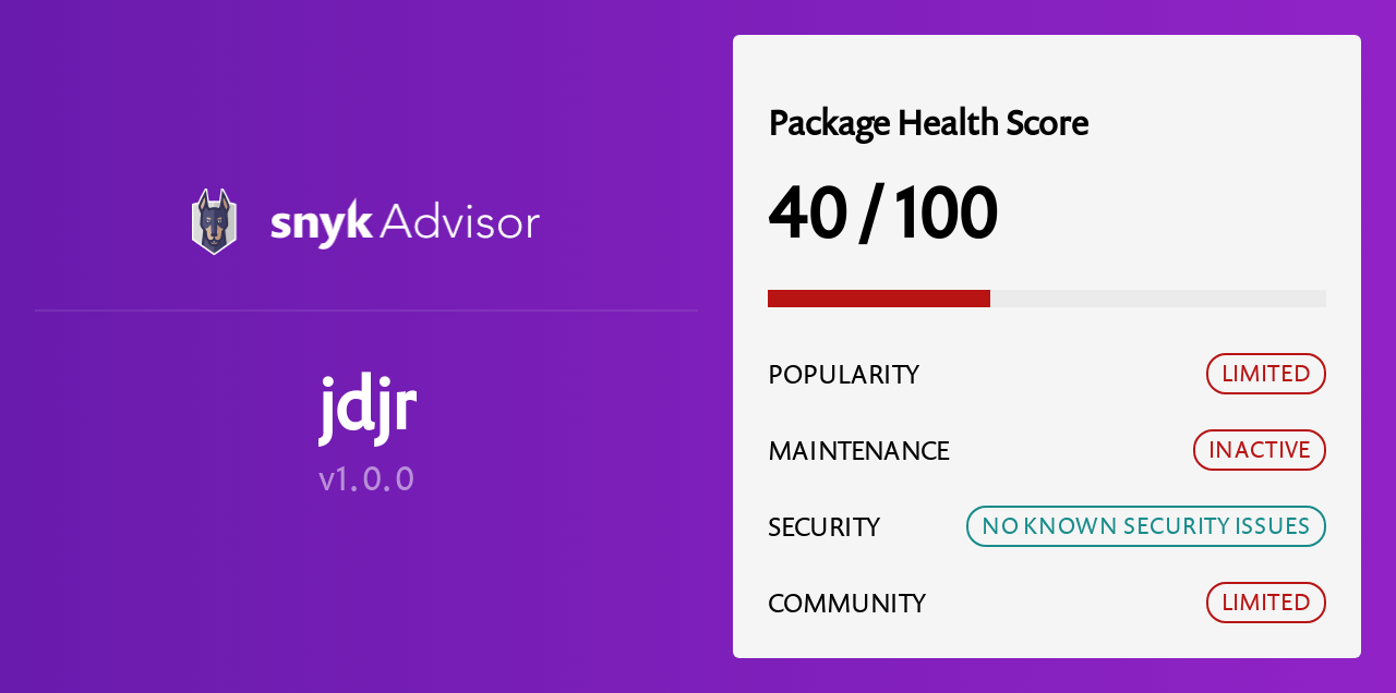 jdjr - npm Package Health Analysis | Snyk