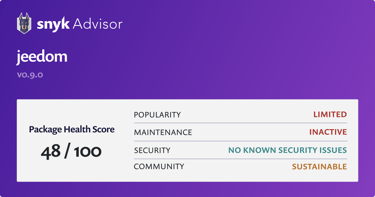 jeedom - npm Package Health Analysis