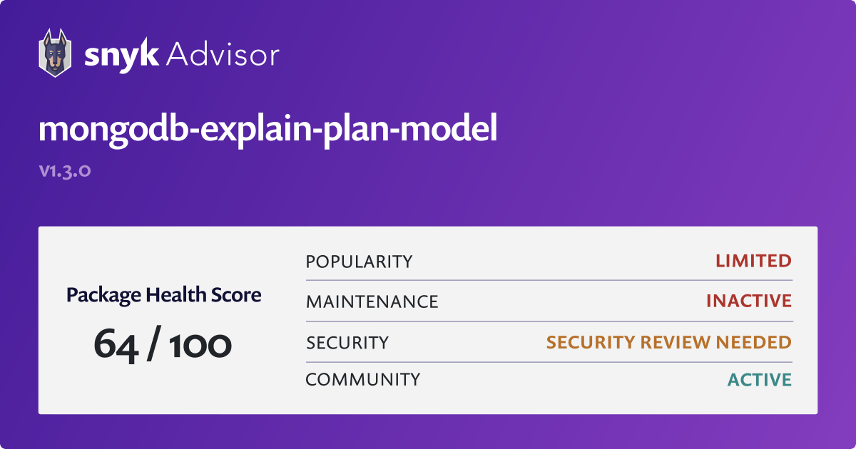 mongodbexplainplanmodel npm package Snyk