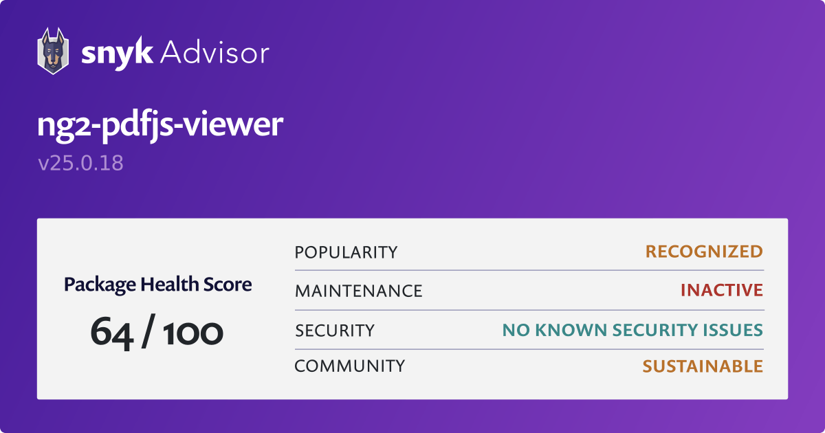 Ng2 pdfjs viewer Npm Package Health Analysis Snyk ng2-pdfjs-viewer-npm-package-health-analysis-snyk