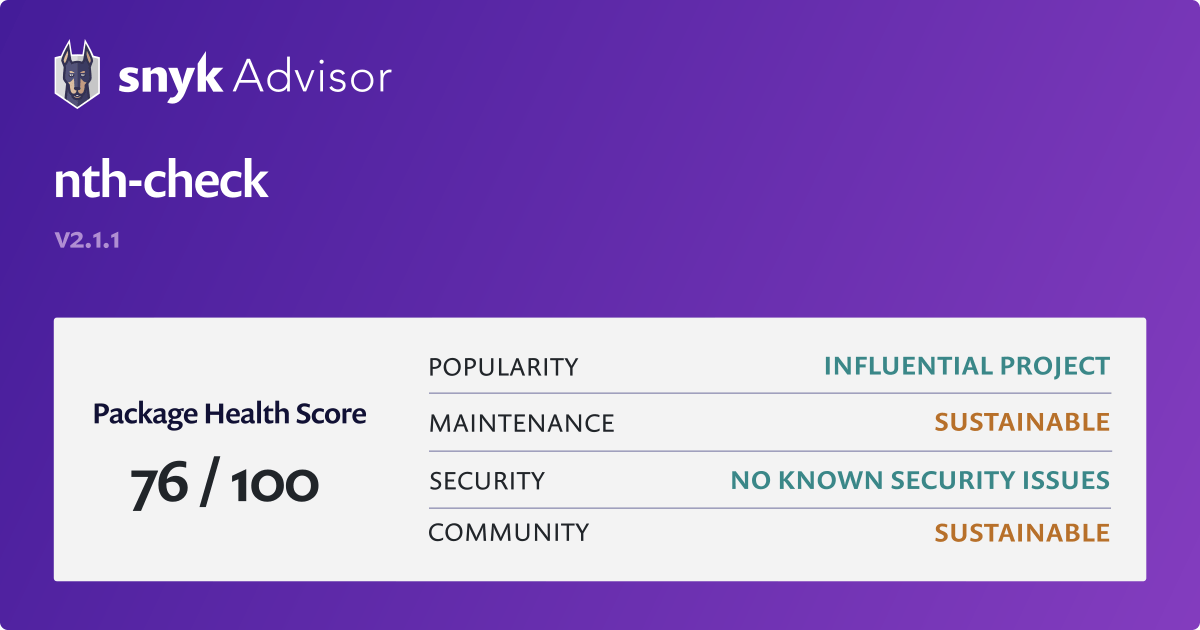 nth-check-npm-package-health-analysis-snyk