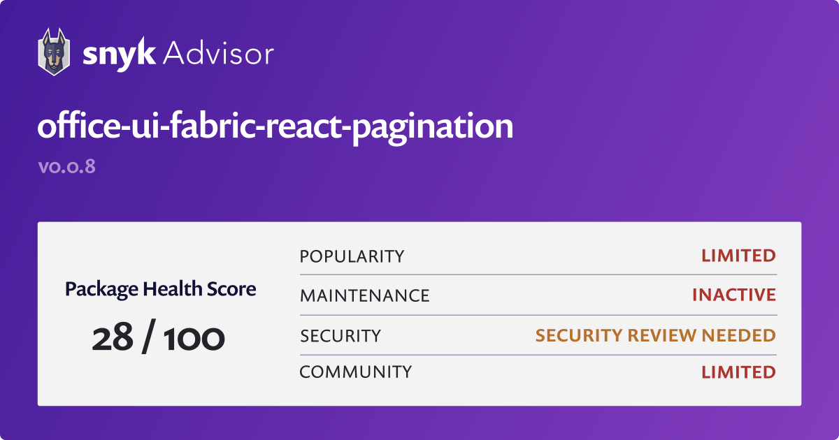 office-ui-fabric-react-pagination-npm-package-snyk