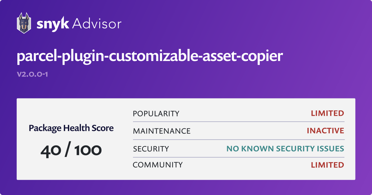parcelplugincustomizableassetcopier npm package Snyk