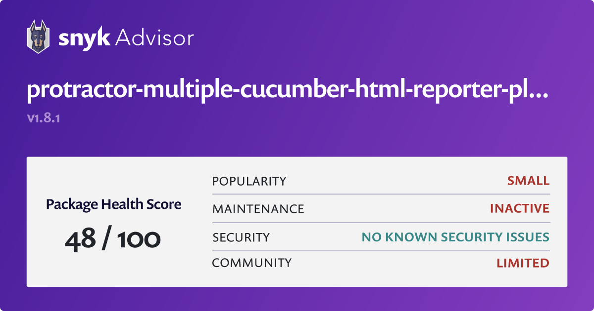 protractormultiplecucumberhtmlreporterplugin npm package Snyk