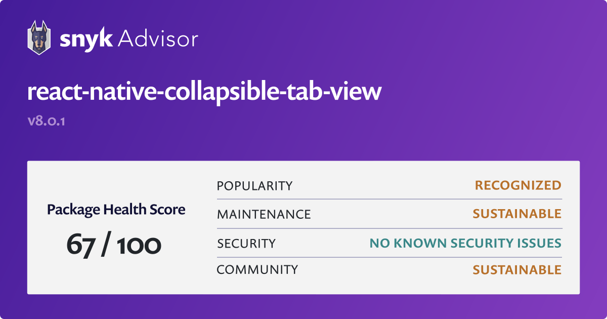 reactnativecollapsibletabview npm package Snyk