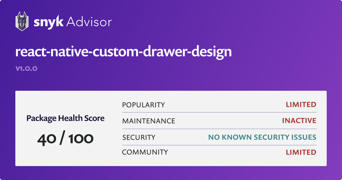 reactnativecustomdrawerdesign npm package Snyk