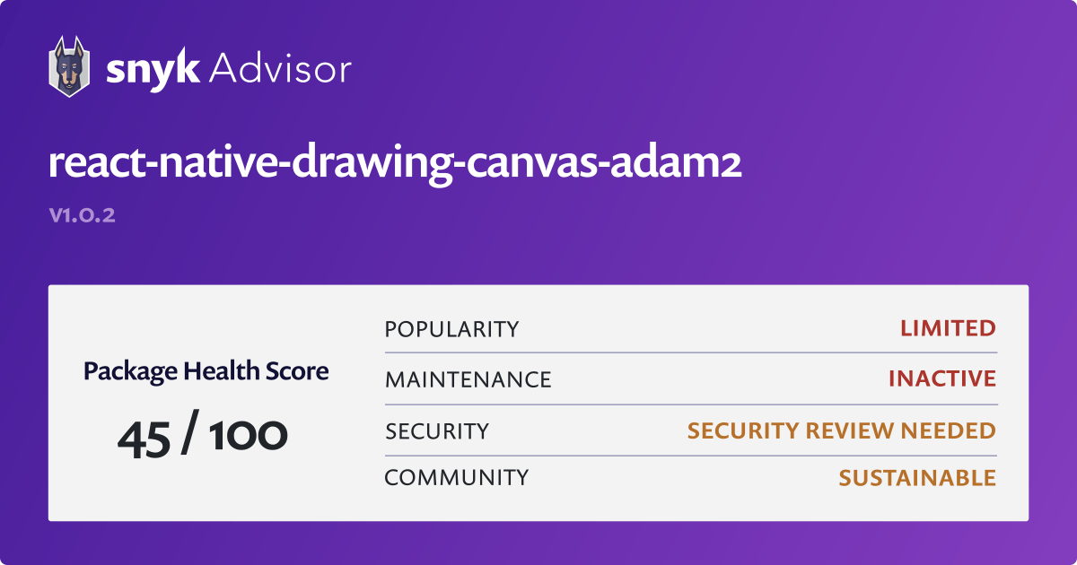 reactnativedrawingcanvasadam2 npm package Snyk
