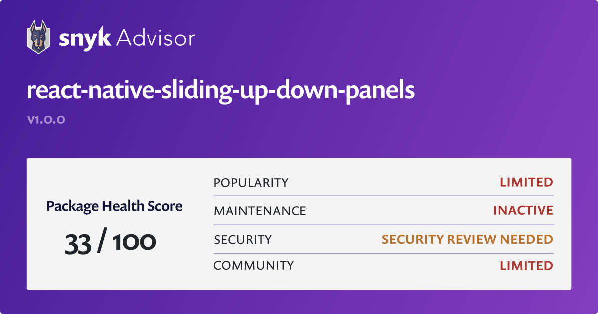 reactnativeslidingupdownpanels npm package Snyk