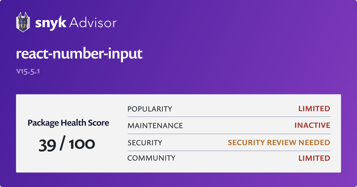 react-number-input-npm-package-health-analysis-snyk