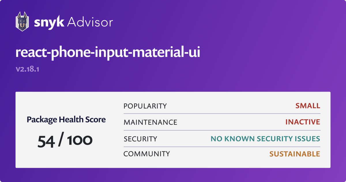 react-phone-input-material-ui-npm-package-snyk